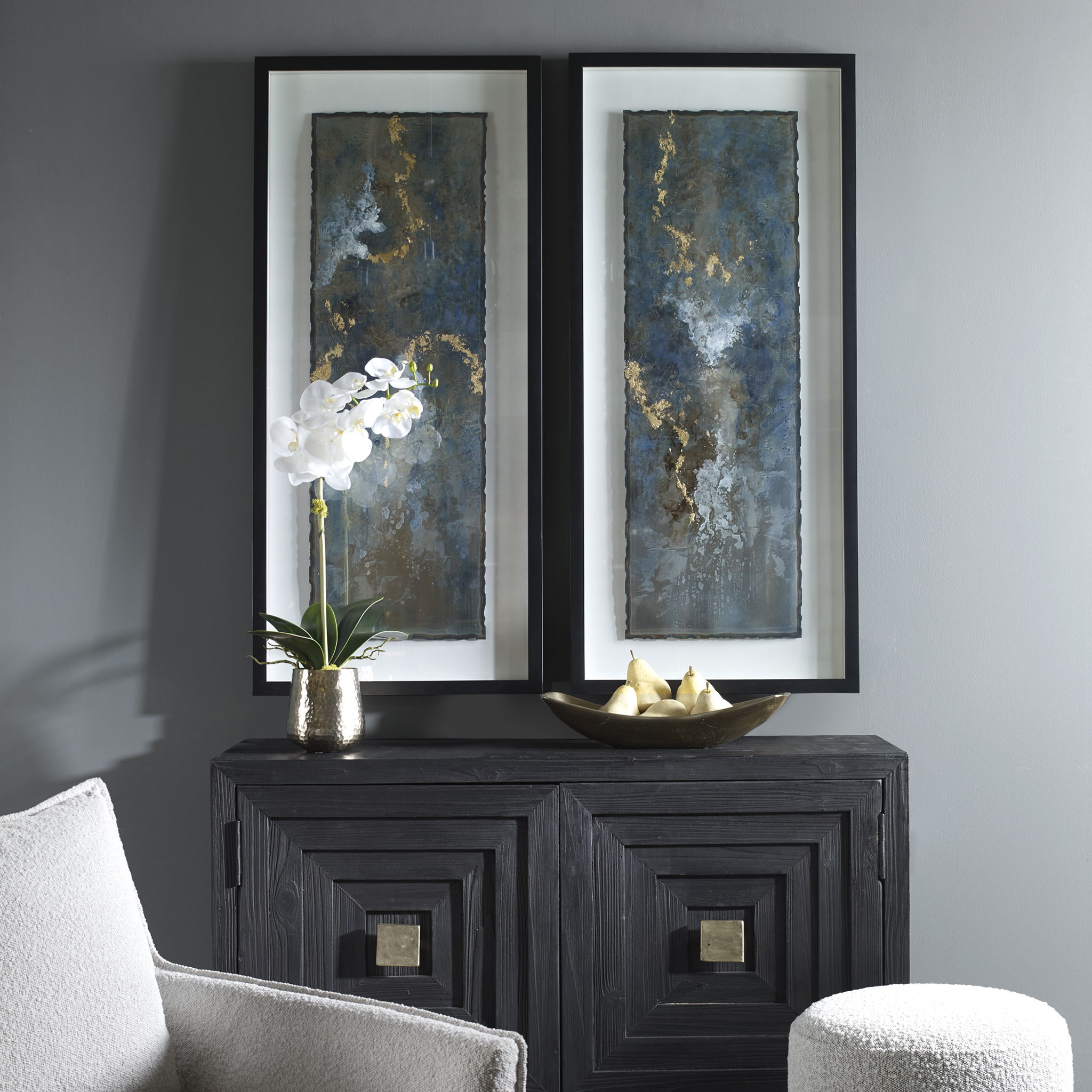 Glimmering Agate - Abstract Prints (Set of 2) - Blue