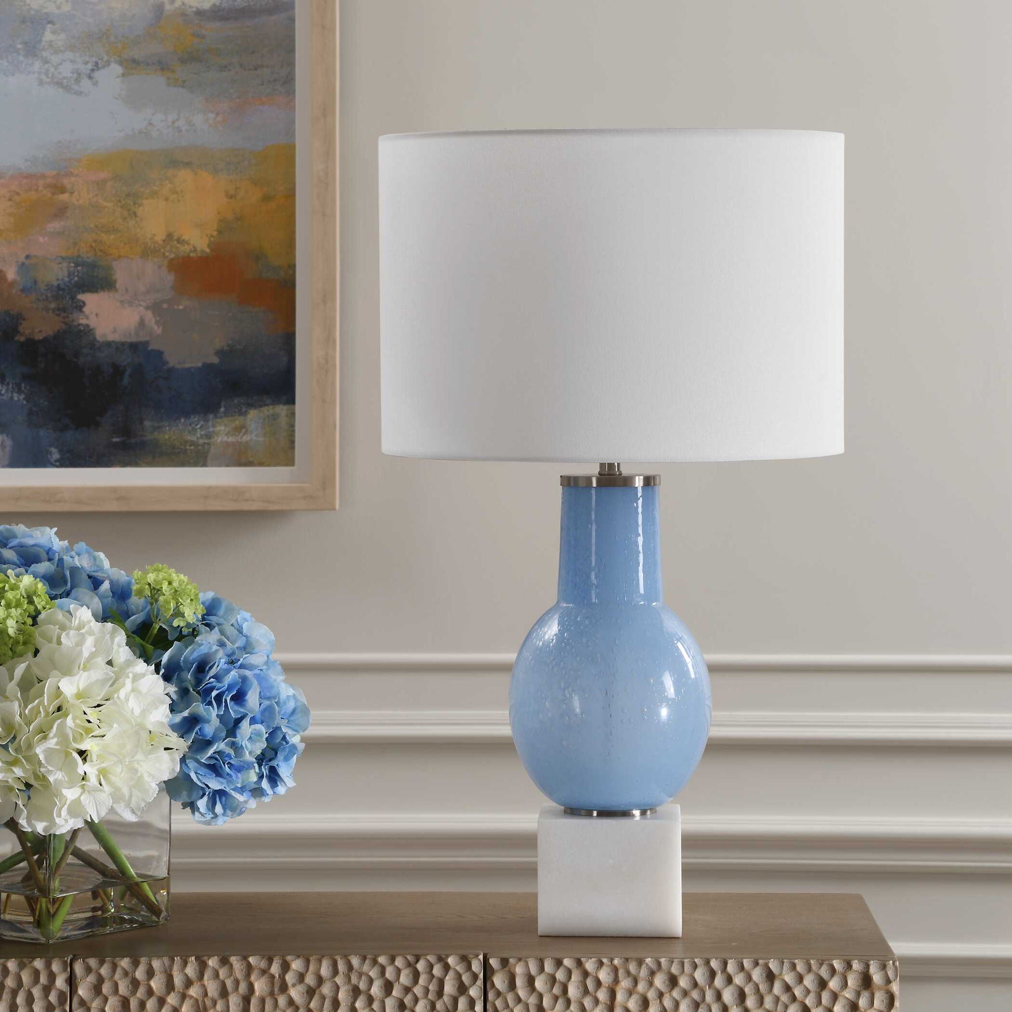Clear Sky - Blue Glass Table Lamp