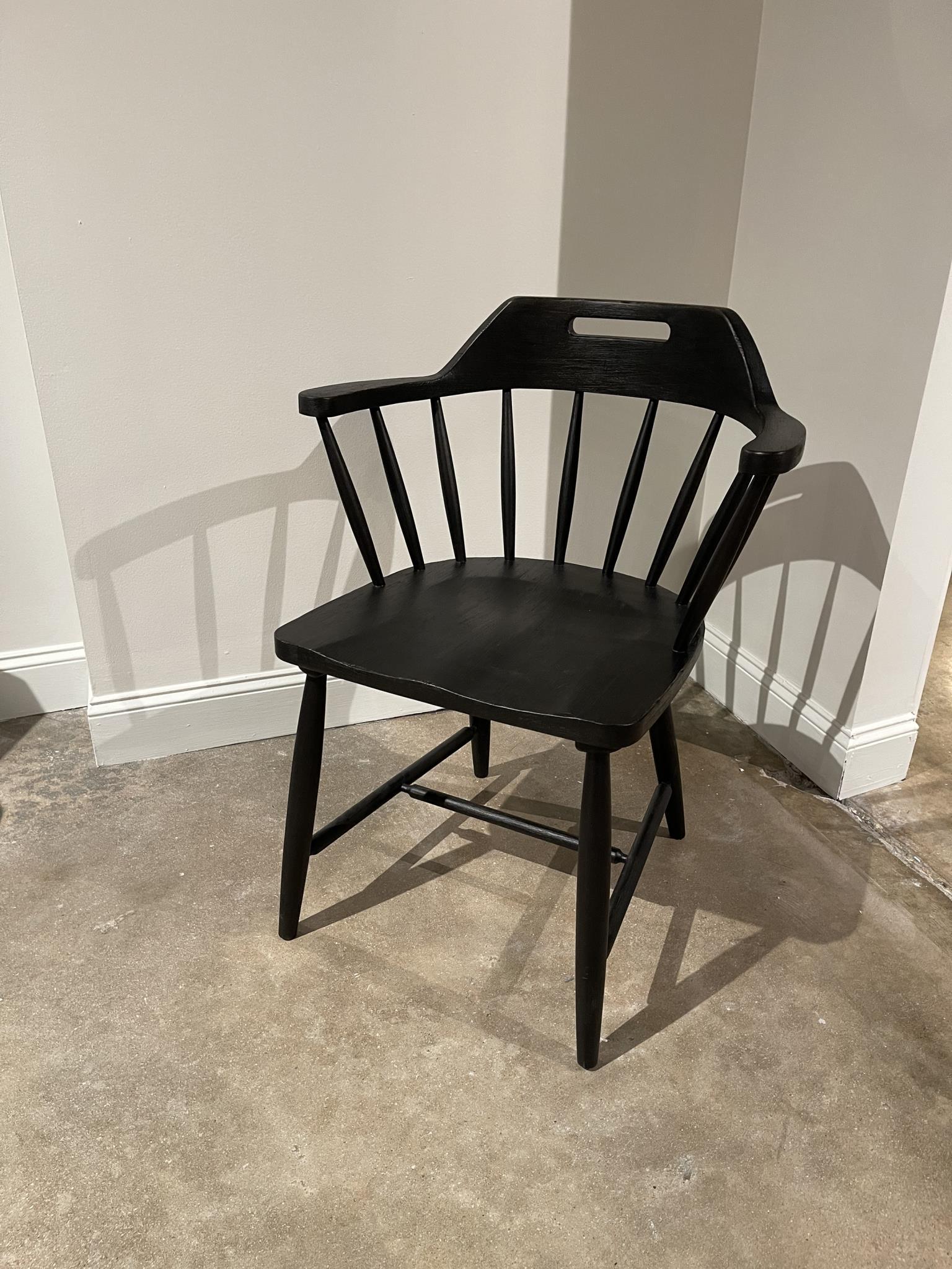Vintage Market - Spindle Back Arm Chair With Handle Cut Out (Set of 2) - Kettle Black