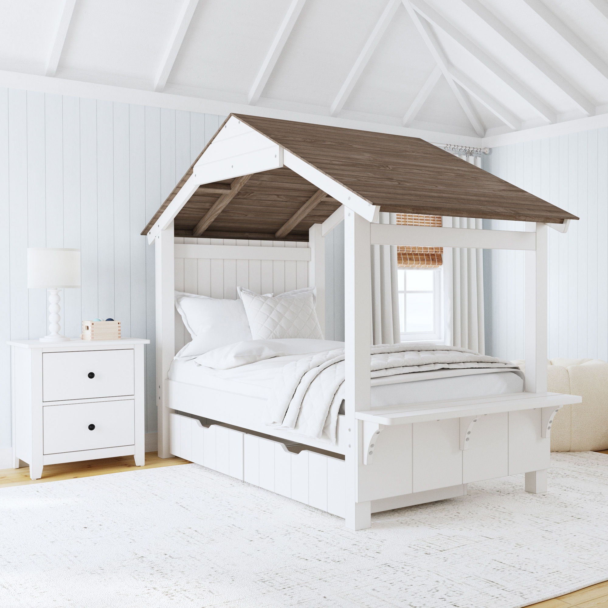 Lodge - Twin Bed With Full Roof - Cookies / Cream