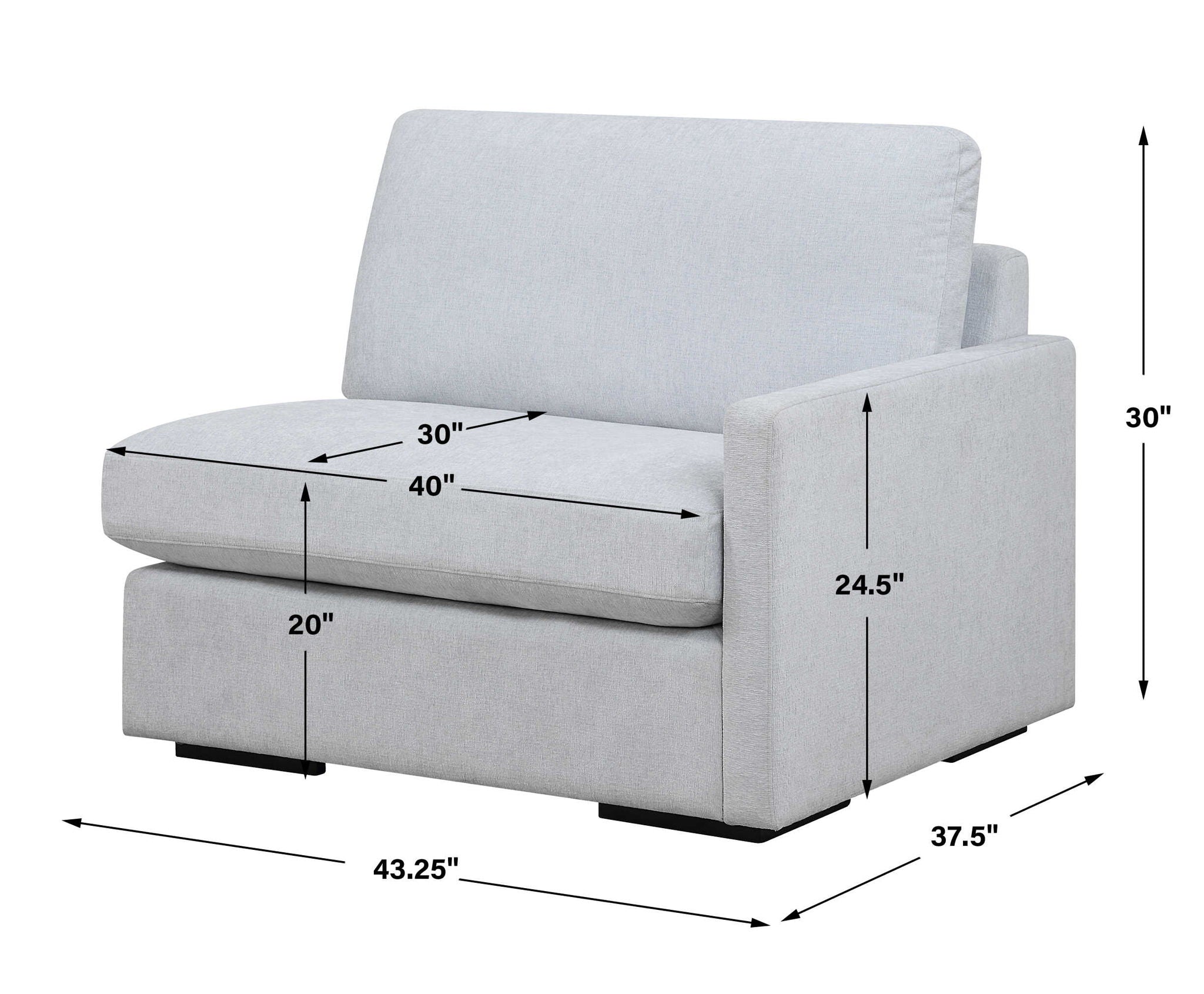 Refuge - Cloud Blue Right Arm Facing Sofa