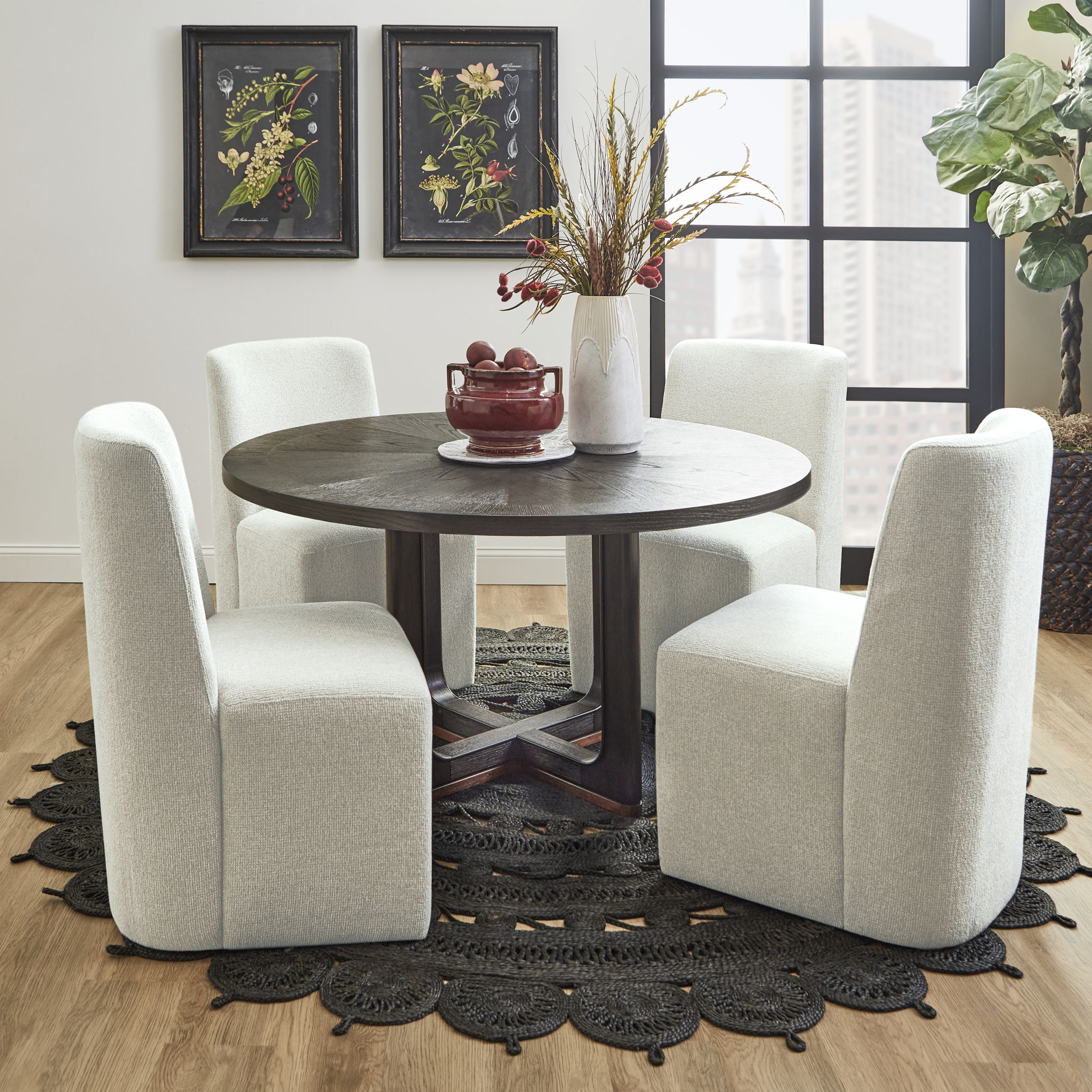 Waterfall - Round Dining Table - Deep Ebony