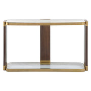 Ryles - Glass Console Table - Brass / Brown / Woodtone
