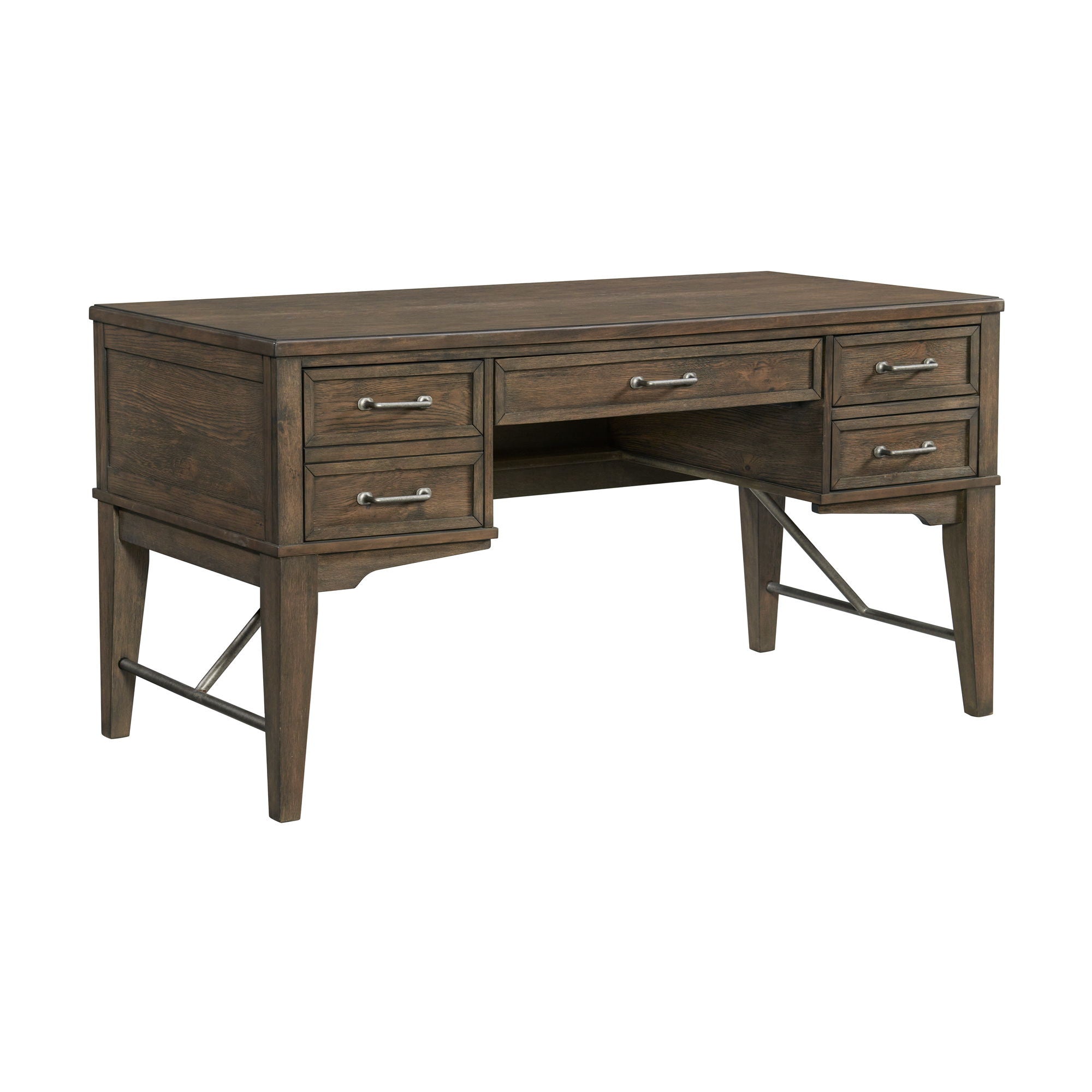 Preston - 58" Half Pedestal Desk - Weathered Vintage Oak