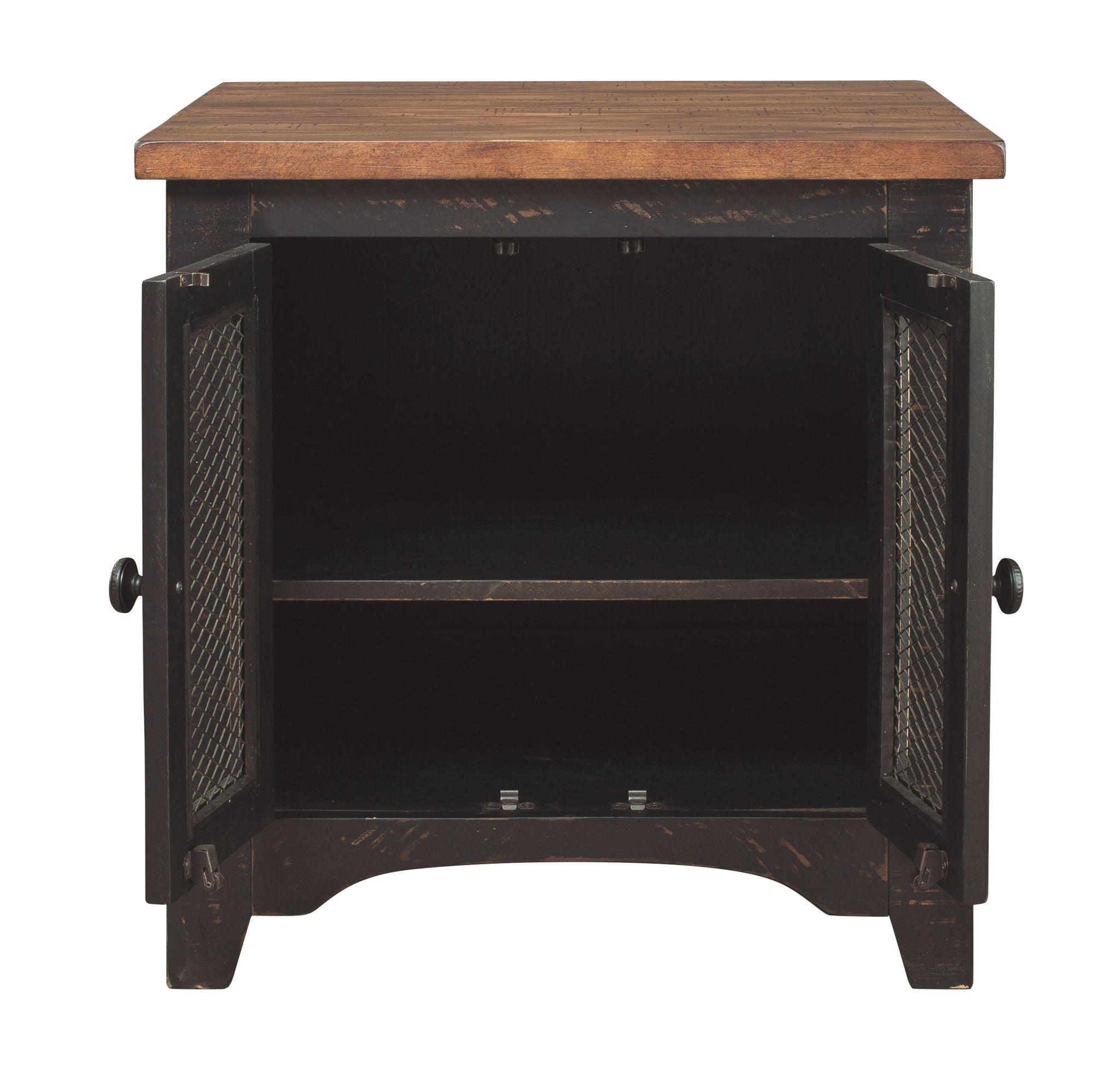 Valebeck - Rectangular End Table - Black / Brown