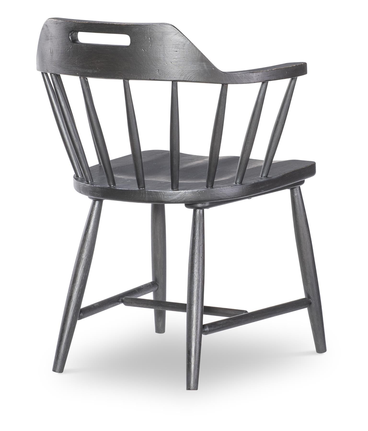 Vintage Market - Spindle Back Arm Chair With Handle Cut Out (Set of 2) - Kettle Black