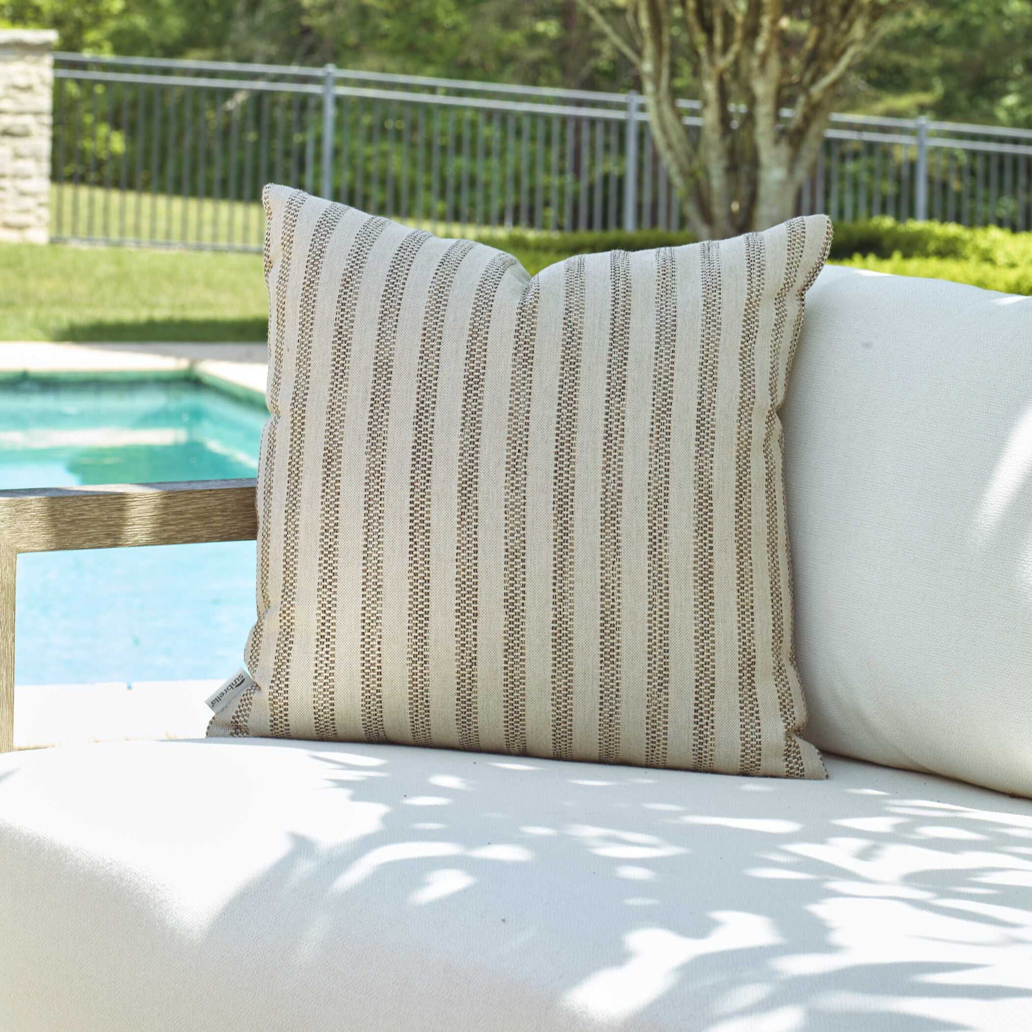 Basket Stripe - Rattan Outdoor Pillow - Brown