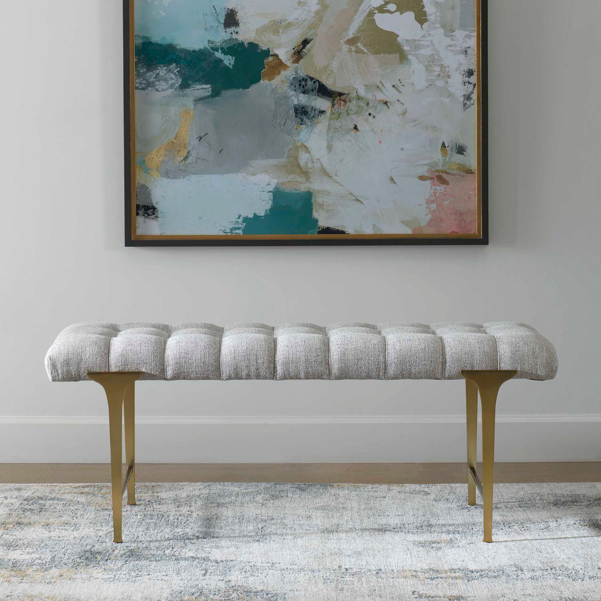 Imperial - Upholstered Gray Bench