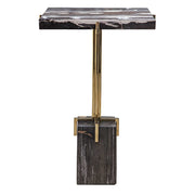 Rowman - Petrified Wood Accent Table - Bronze