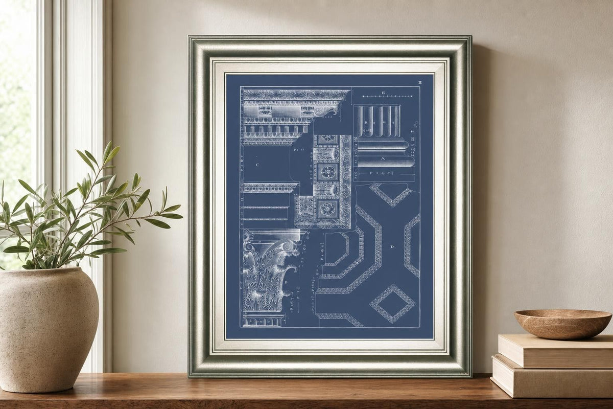 22x26 Column & Cornice Blueprint IV By Vision Studio - Blue