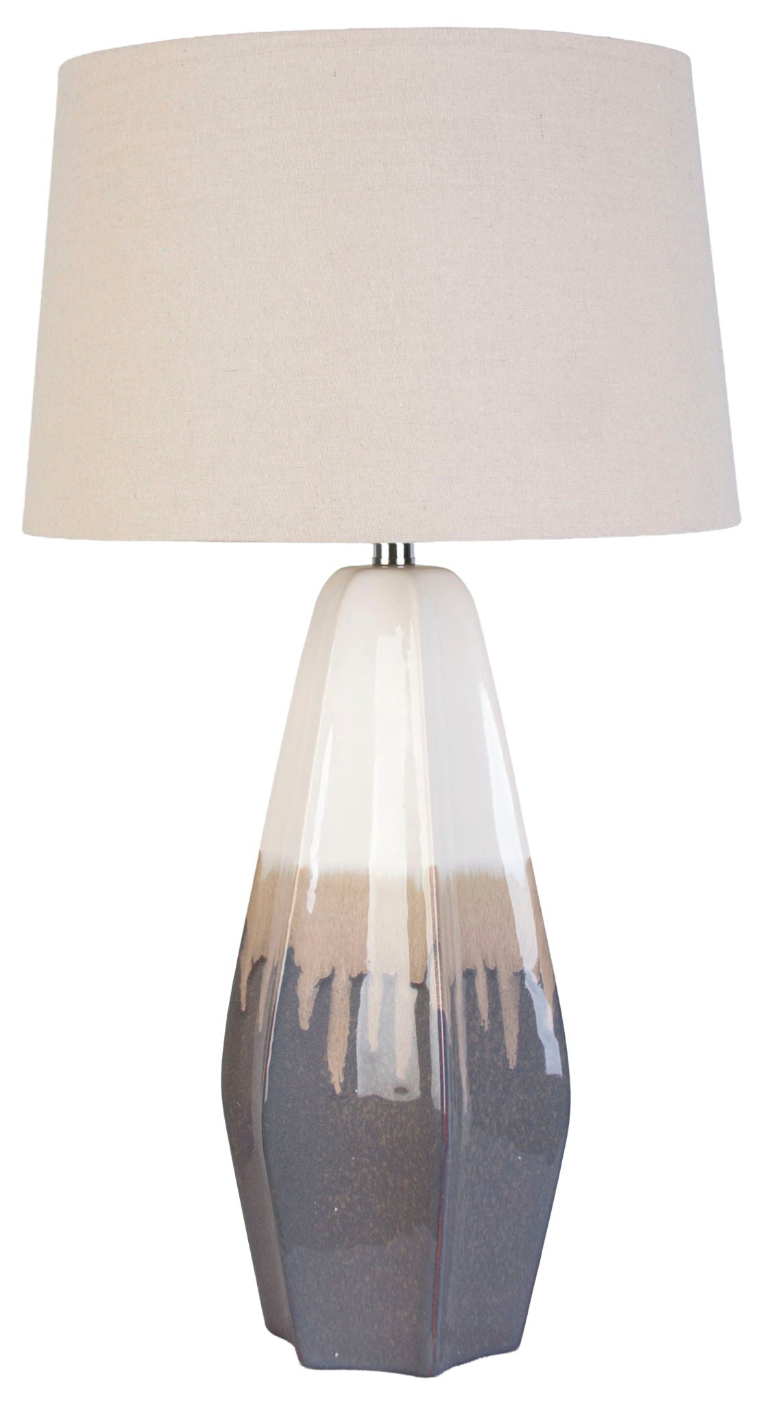 Ashen Cascade - 32 X 17 - Ceramic Table Lamp (Set of 2) - Ivory Mushroom Charcoal Drip Glaze