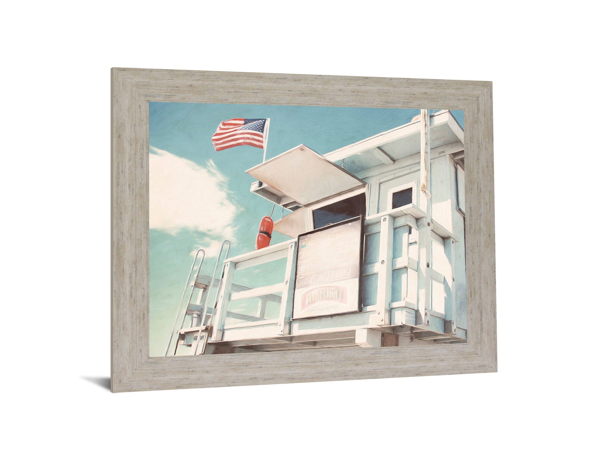 Seaside Watchtower - 28" x 34" Framed Wall Art - Light Blue