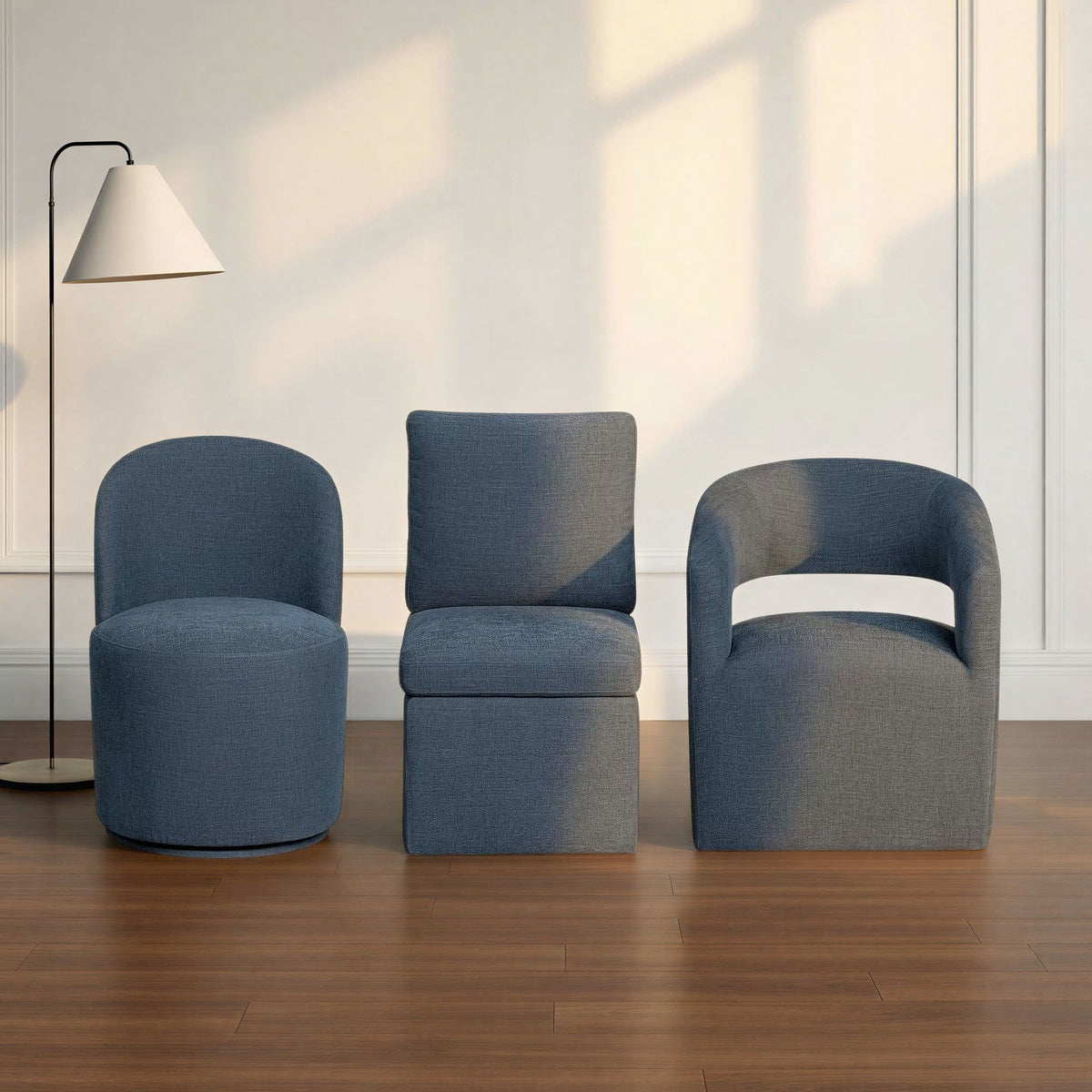 Upholstered Dining Chair Curved Open Back