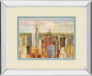 Cityscape Il By Longo - Mirror Framed Print Wall Art - Beige