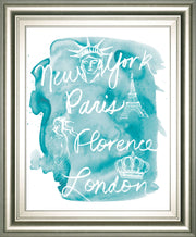 Sightseeing I By Lottie Fontaine - Framed Print Wall Art - Light Blue