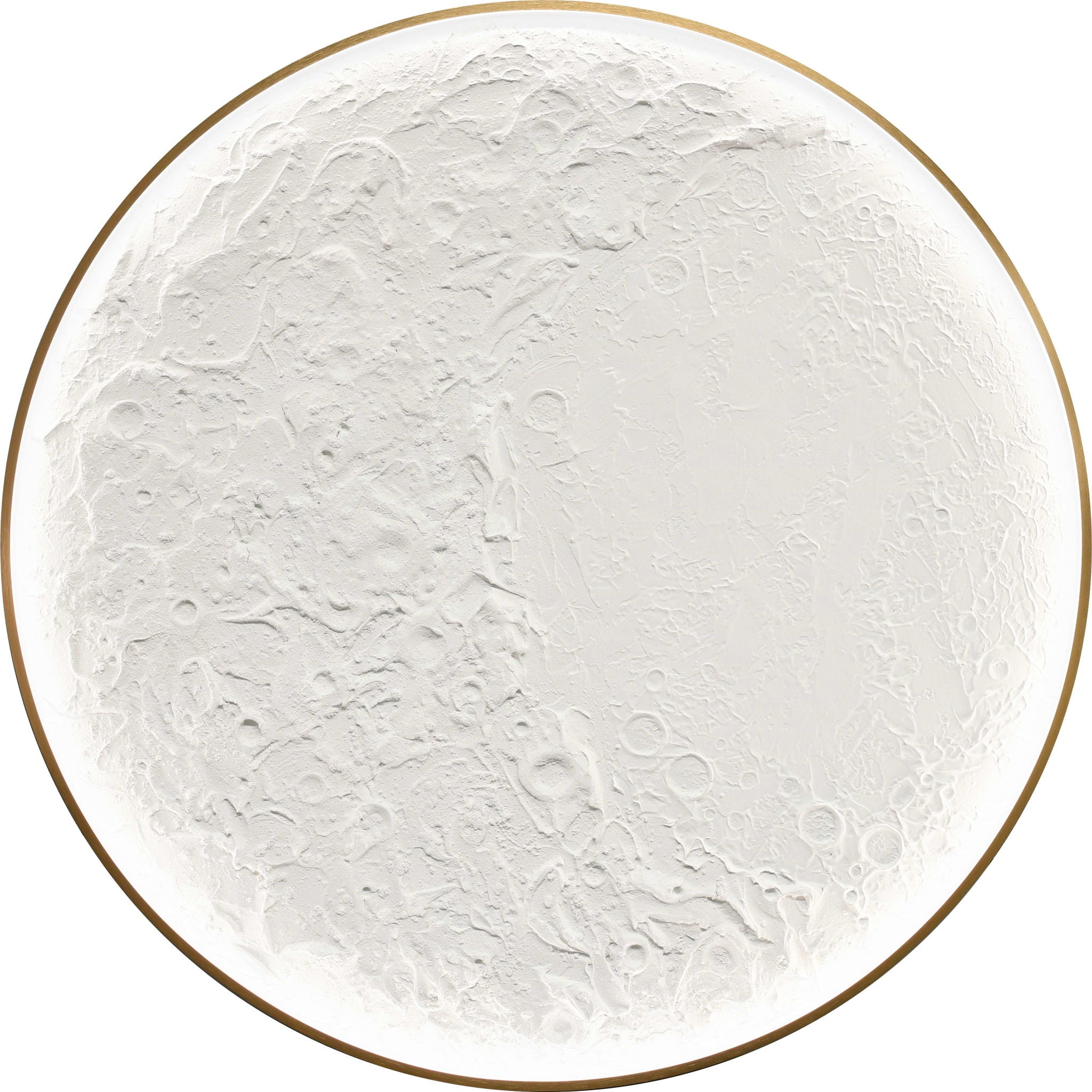 Lunar Relief Hand-Painted LED Canvas In Frame - Ivory / White