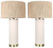 Linen Haven - 31 X 17 - Textured Linen Table Lamp (Set of 2) - Ivory Textured Linen