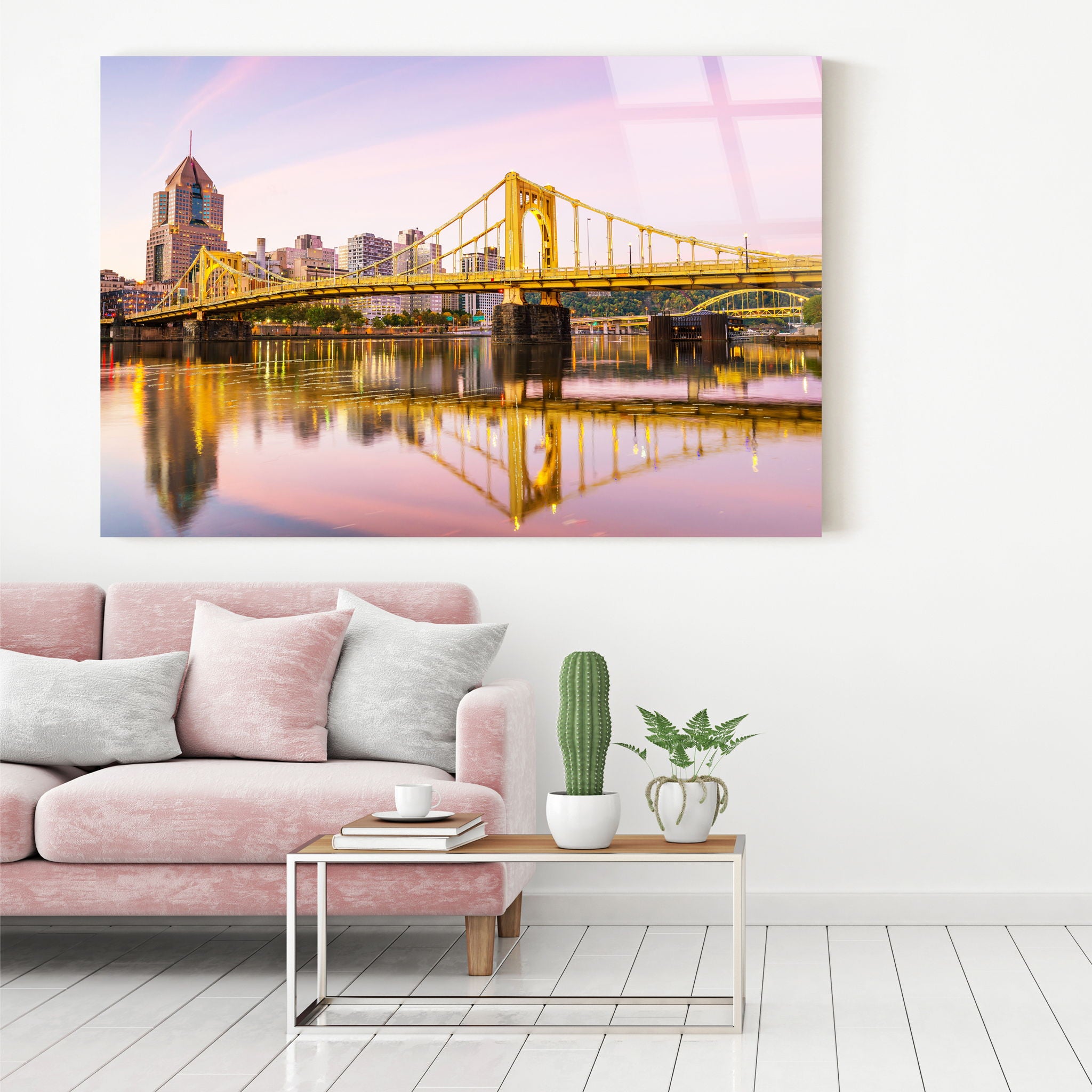 Gold Bridge Reflections Tempered Glass With Foil - Gold / Pink