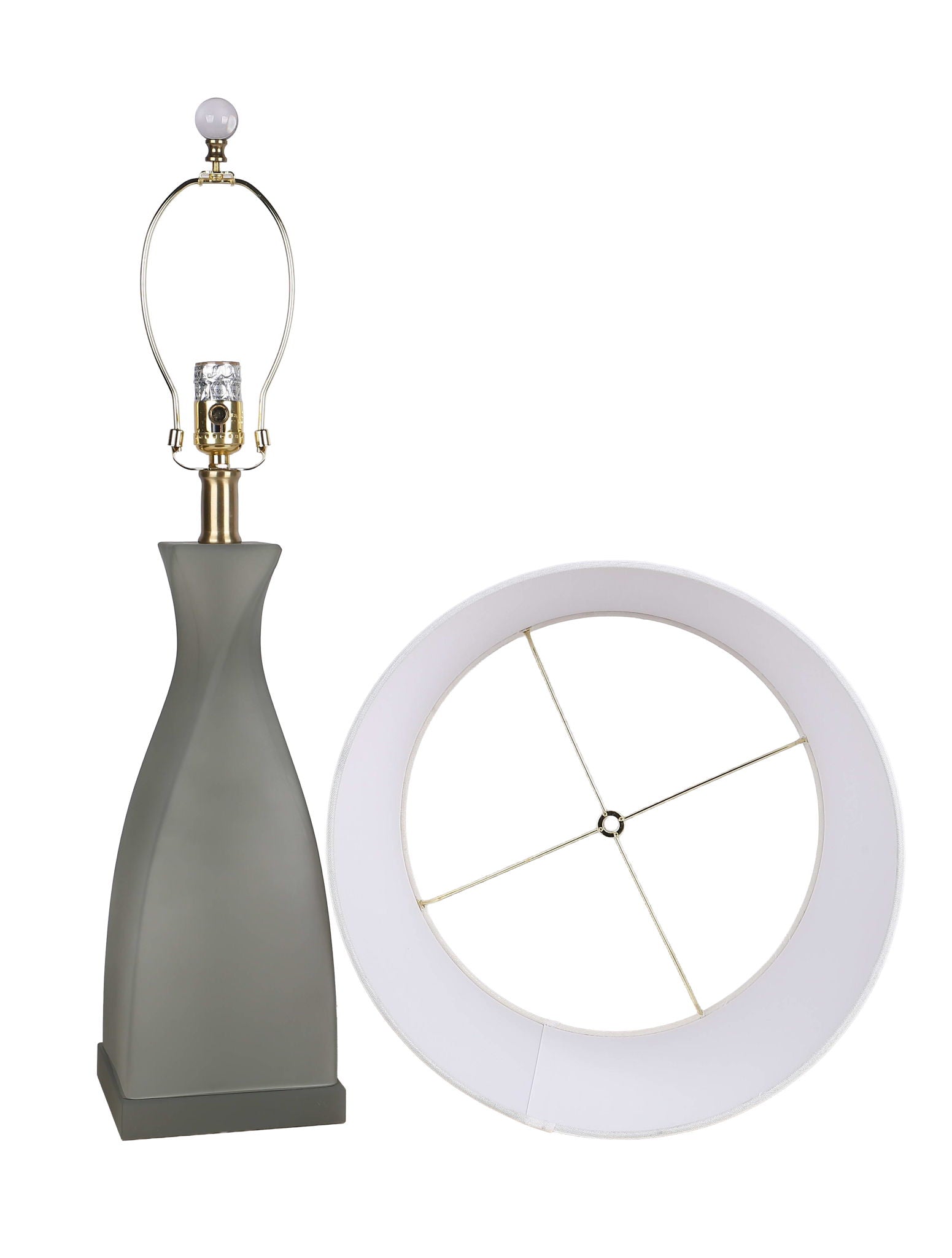 "Sage Elegance" Art Glass Table Lamp (Set of 2) - Frosted Sage Green / Frosted Crystal