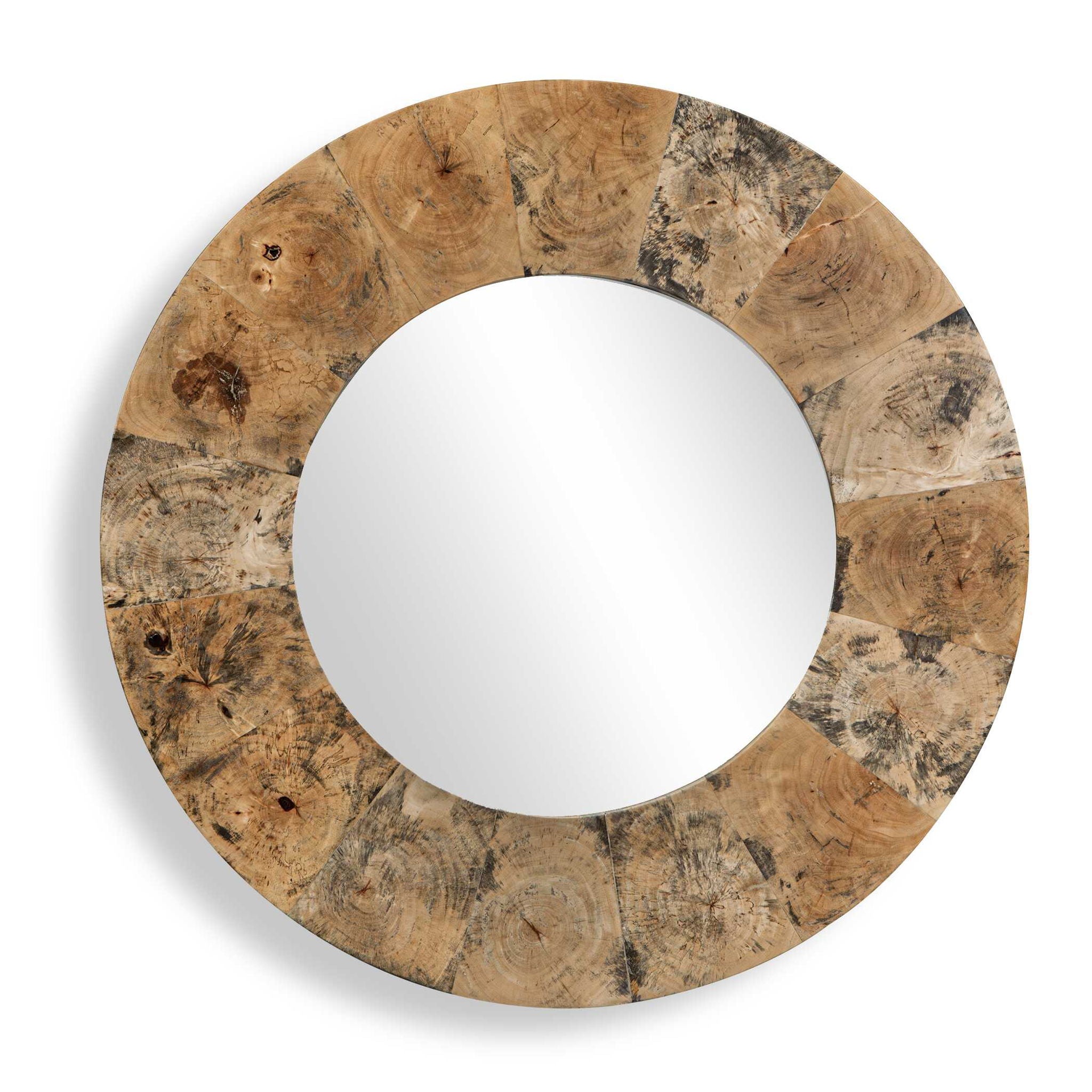 Hiram - Round Wood Mirror - Woodtone