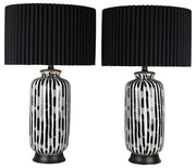 Ink Cadence - 30 X 17 - Ceramic Table Lamp (Set of 2) - Monochrome Brushstroke
