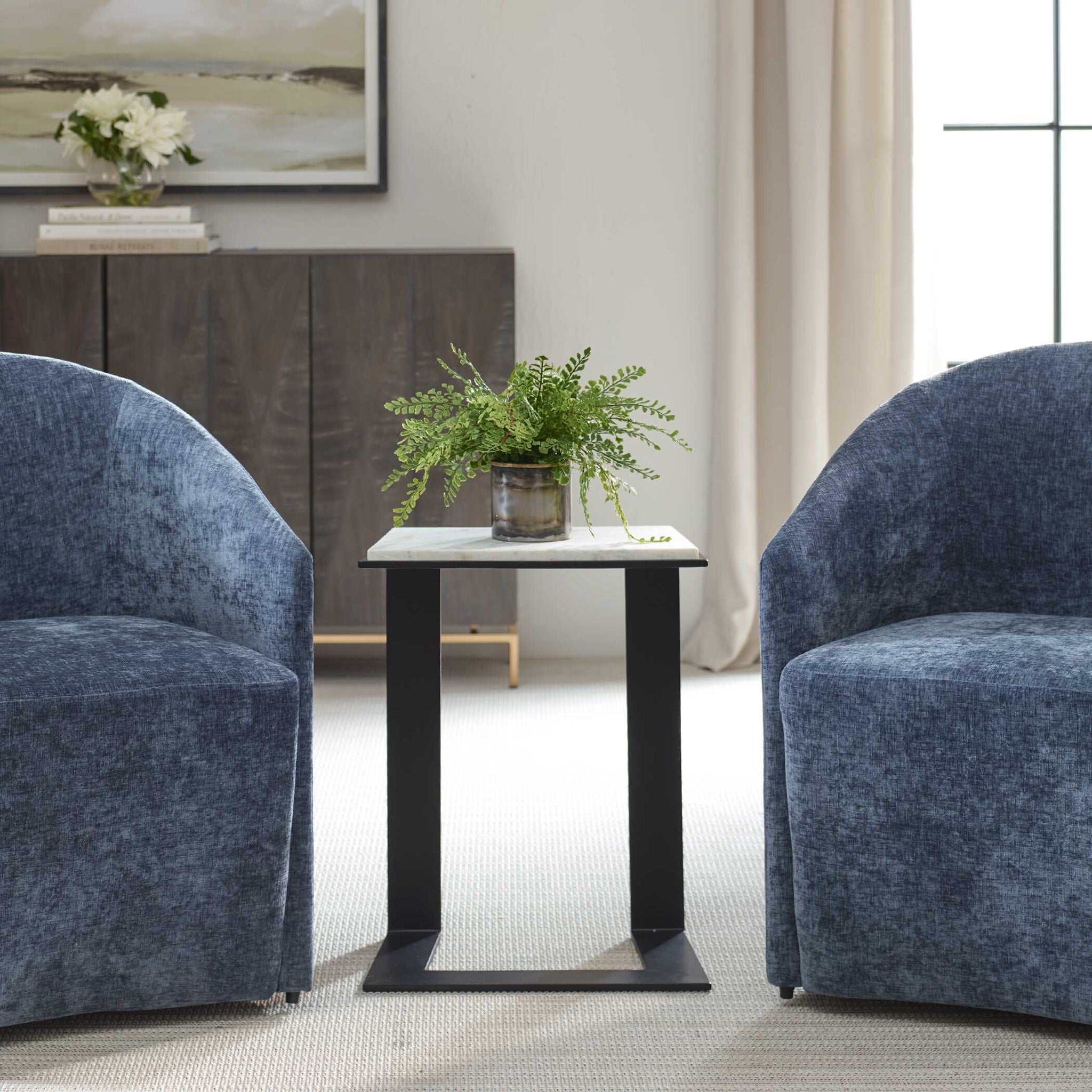 Kenora - Marble Accent Table - White