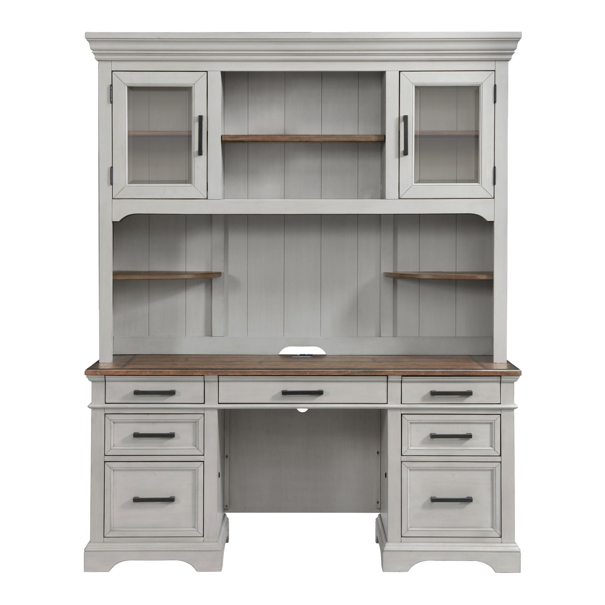 Drake - 66" Credenza - Rustic White / French Oak