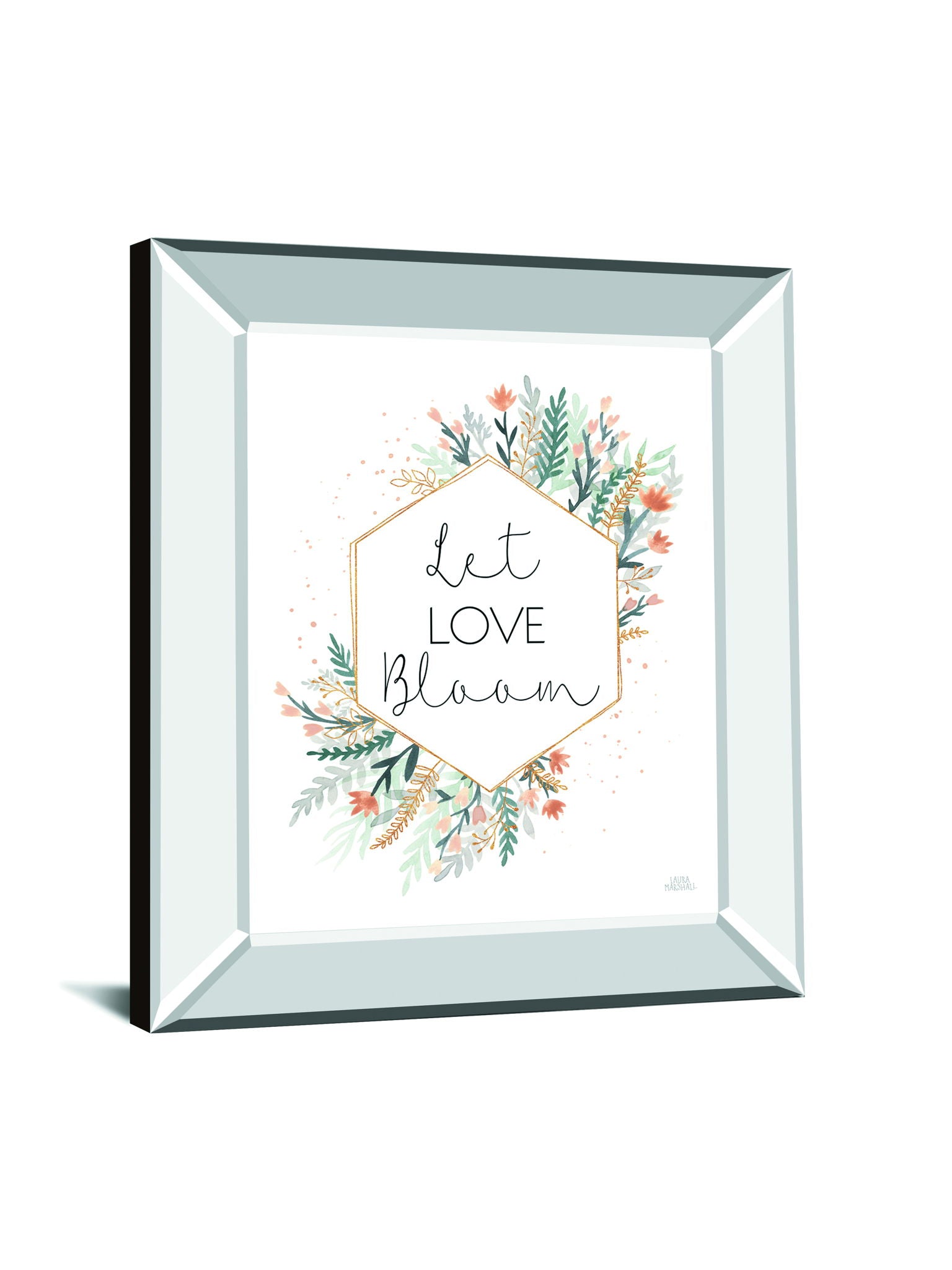 Spring Blooms VI By Laura Marshall - Mirror Framed Print Wall Art - White