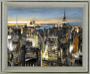 Electric Skyline - 28" x 34" Framed Wall Art - Dark Gray