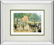 Balloon Seller By Alan Maley - Mirror Framed Print Wall Art - Green