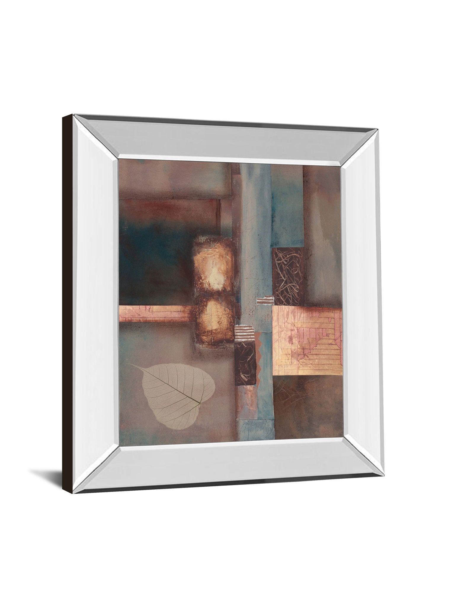 Fall I With Leaf By Laurie Fields - Mirror Framed Print Wall Art - Light Brown
