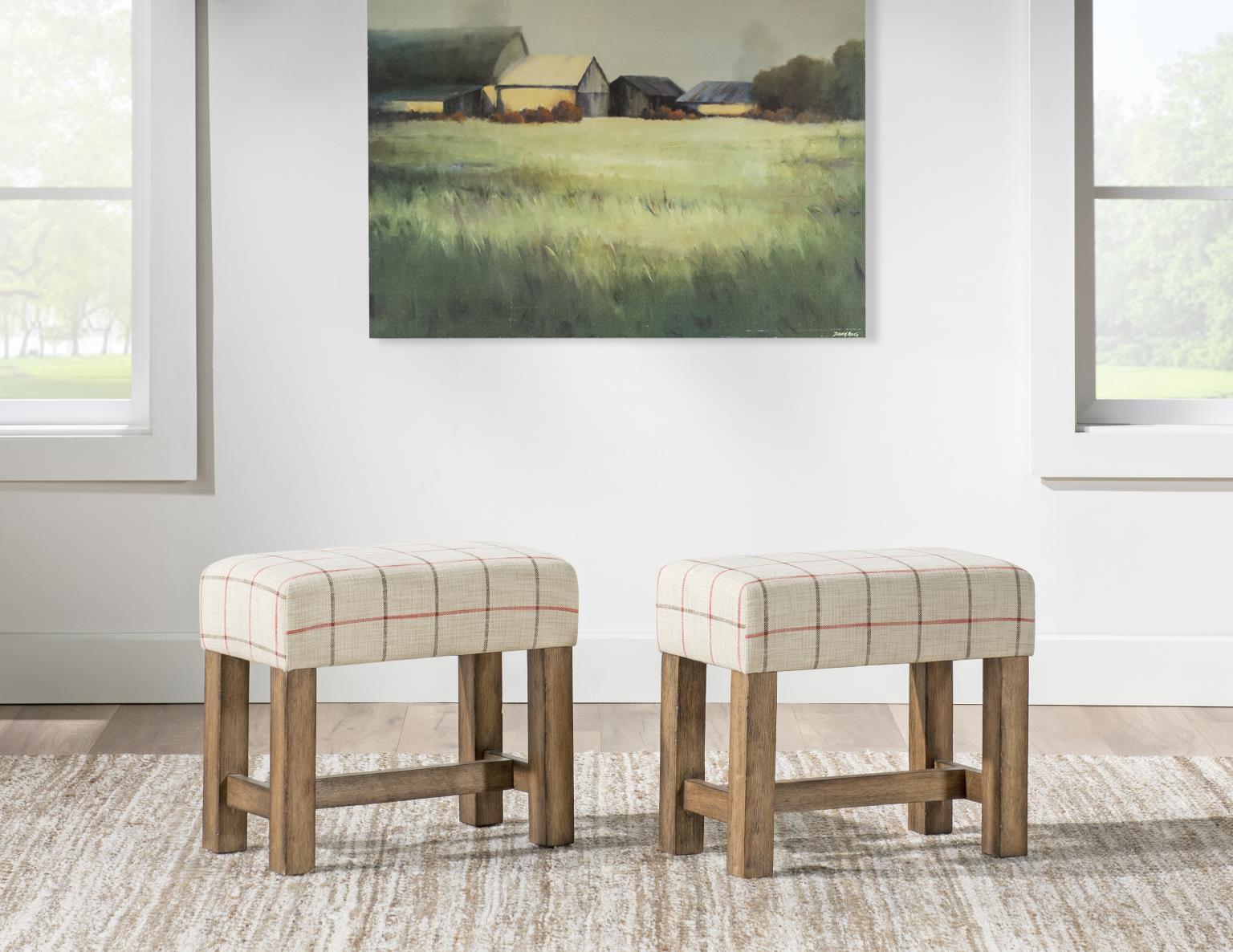 Vintage Market - Upholstered Stool - Barnwood Oak