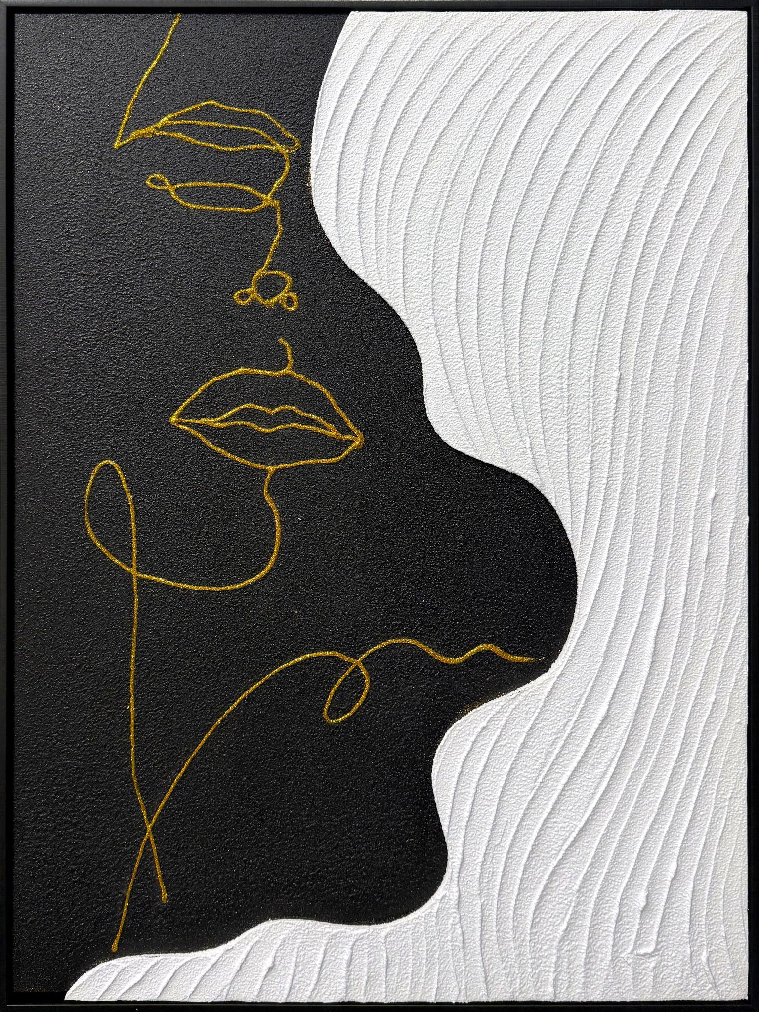 Contour Muse II Hand-Painted Canvas In Frame - Black / White