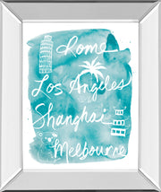 Sightseeing Il By Lottie Fontaine - Mirror Framed Print Wall Art - Light Blue