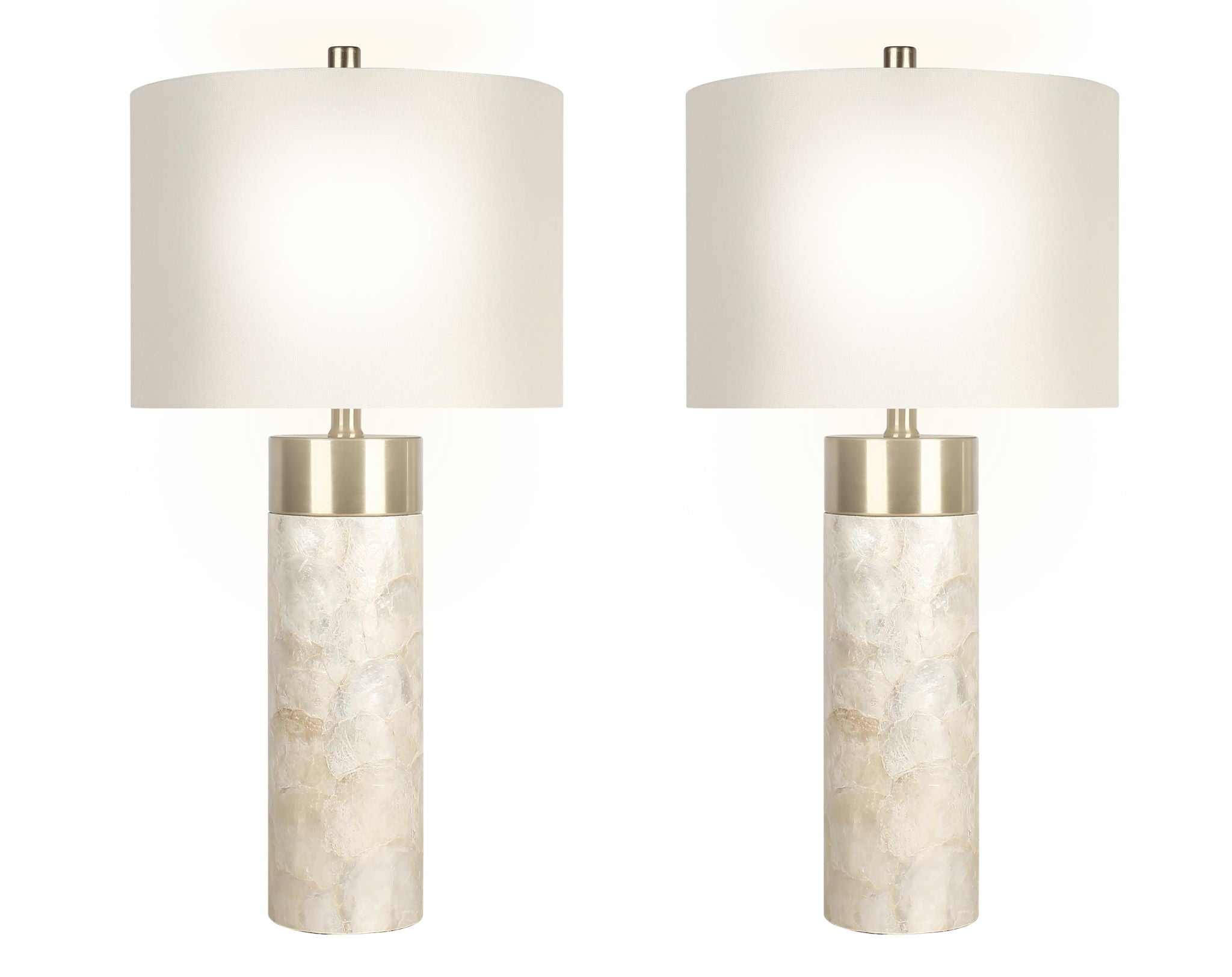 "Luminous Shell" Shell And Metal Table Lamp (Set of 2) - Natural Shell / Soft Gold / Beige