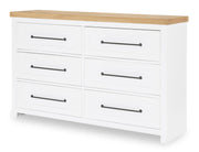 Horizons - 6 Drawers Dresser - Pure White / Natural Oak