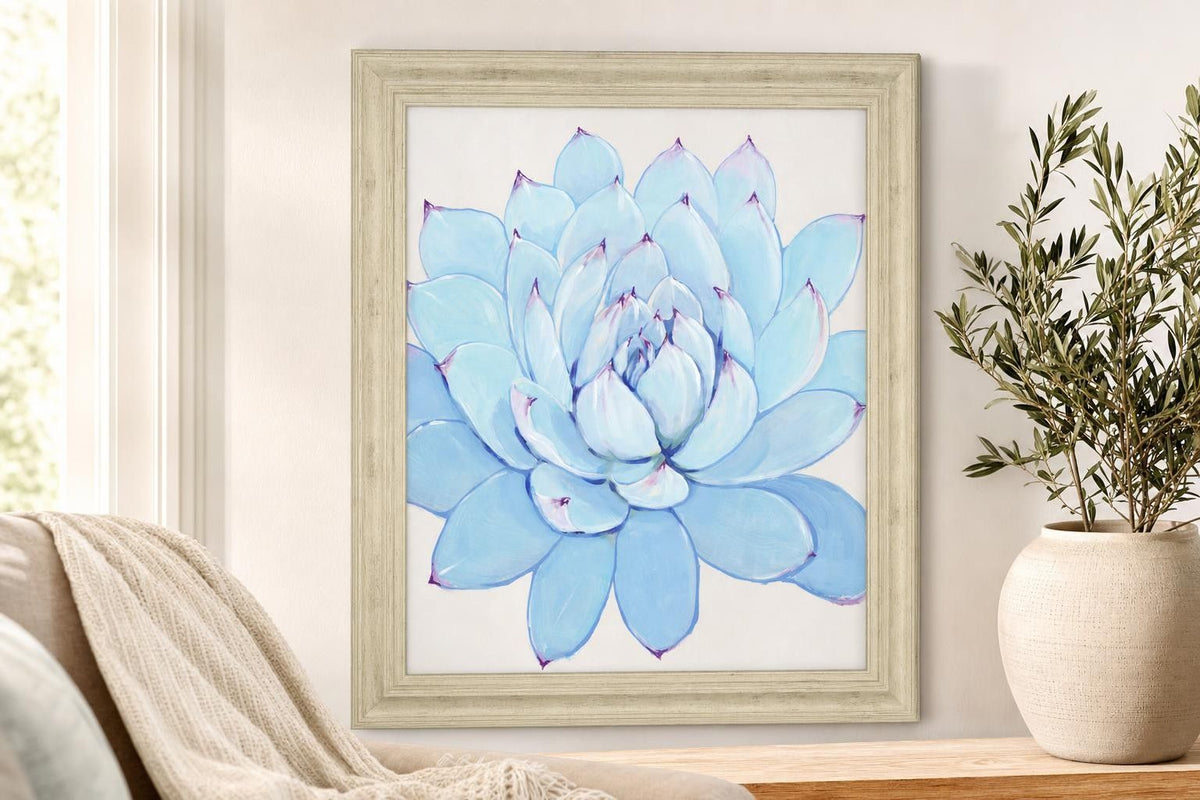 22x26 Pastel Succulent II By Tim OToole - Light Blue
