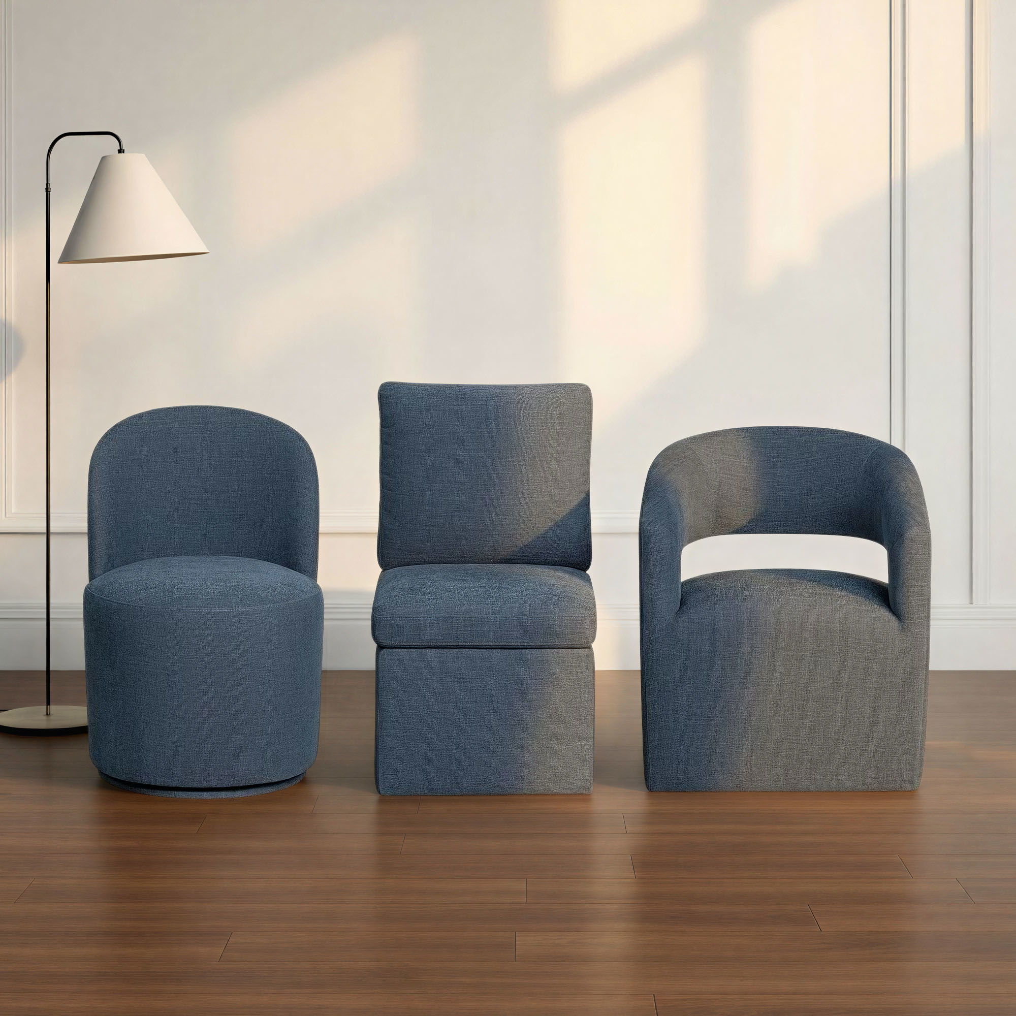 Upholstered Dining Chair Curved Back Modern