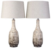 Ivory Patina - 28 X 15 - Ceramic Table Lamp (Set of 2) - Weathered Ivory Reactive Glaze