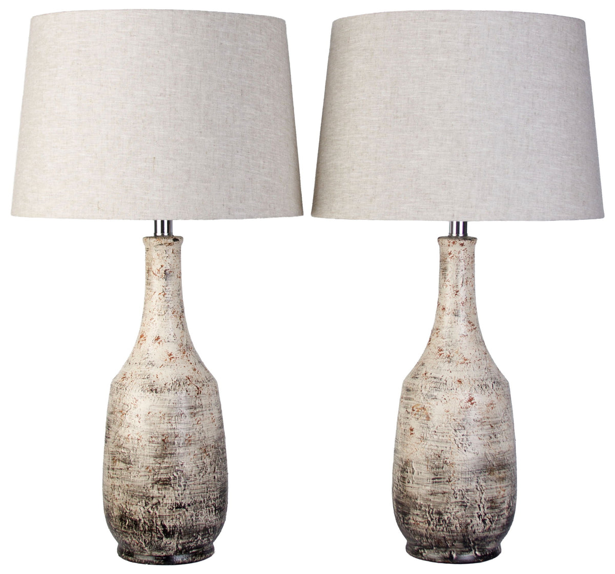 Ivory Patina - 28 X 15 - Ceramic Table Lamp (Set of 2) - Weathered Ivory Reactive Glaze