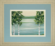 Quiet Lake By Rita Vindeszia - Framed Print Wall Art - Light Blue