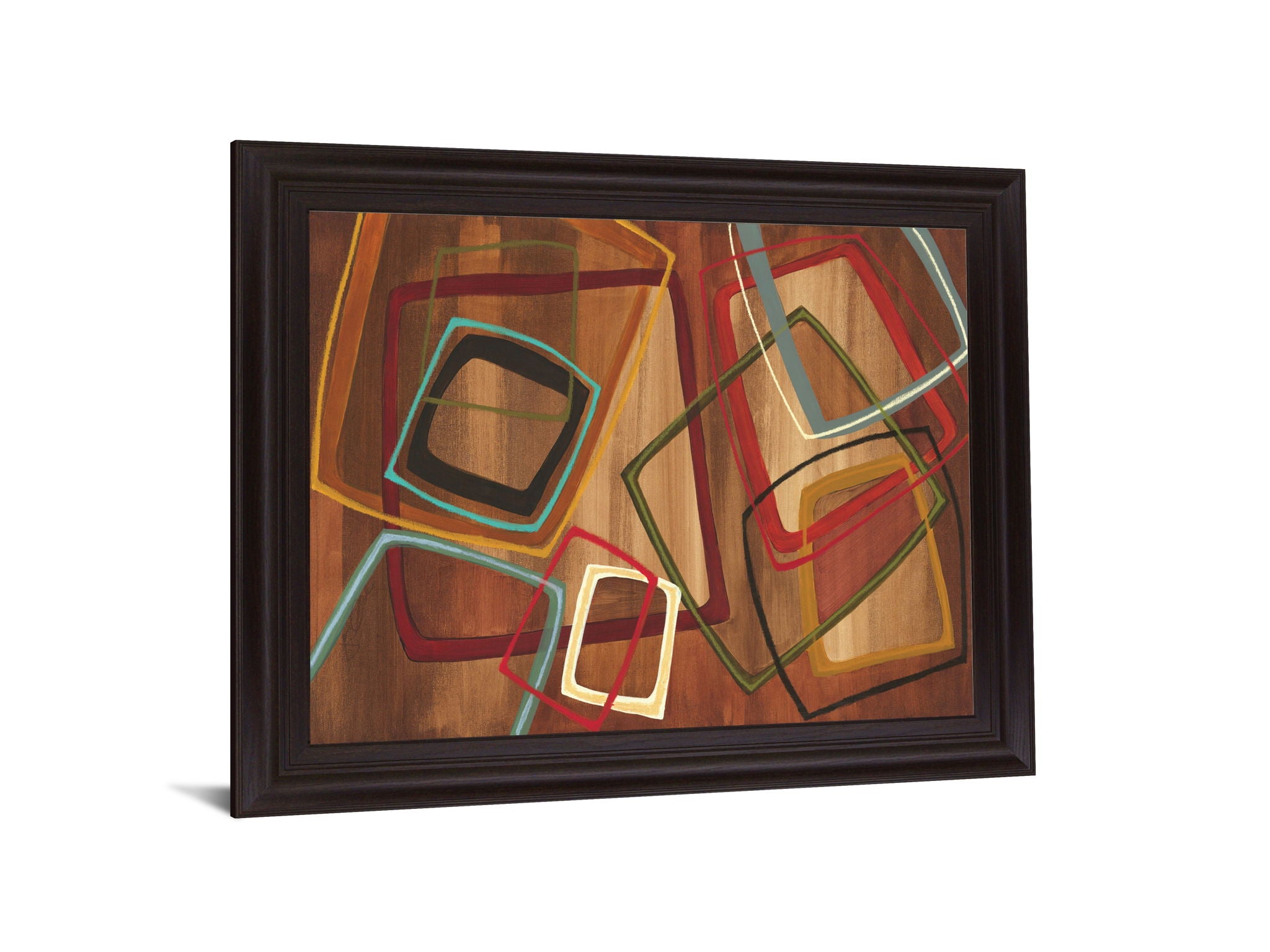 Overlapping Shapes - 28" x 34" Framed Wall Art - Dark Brown