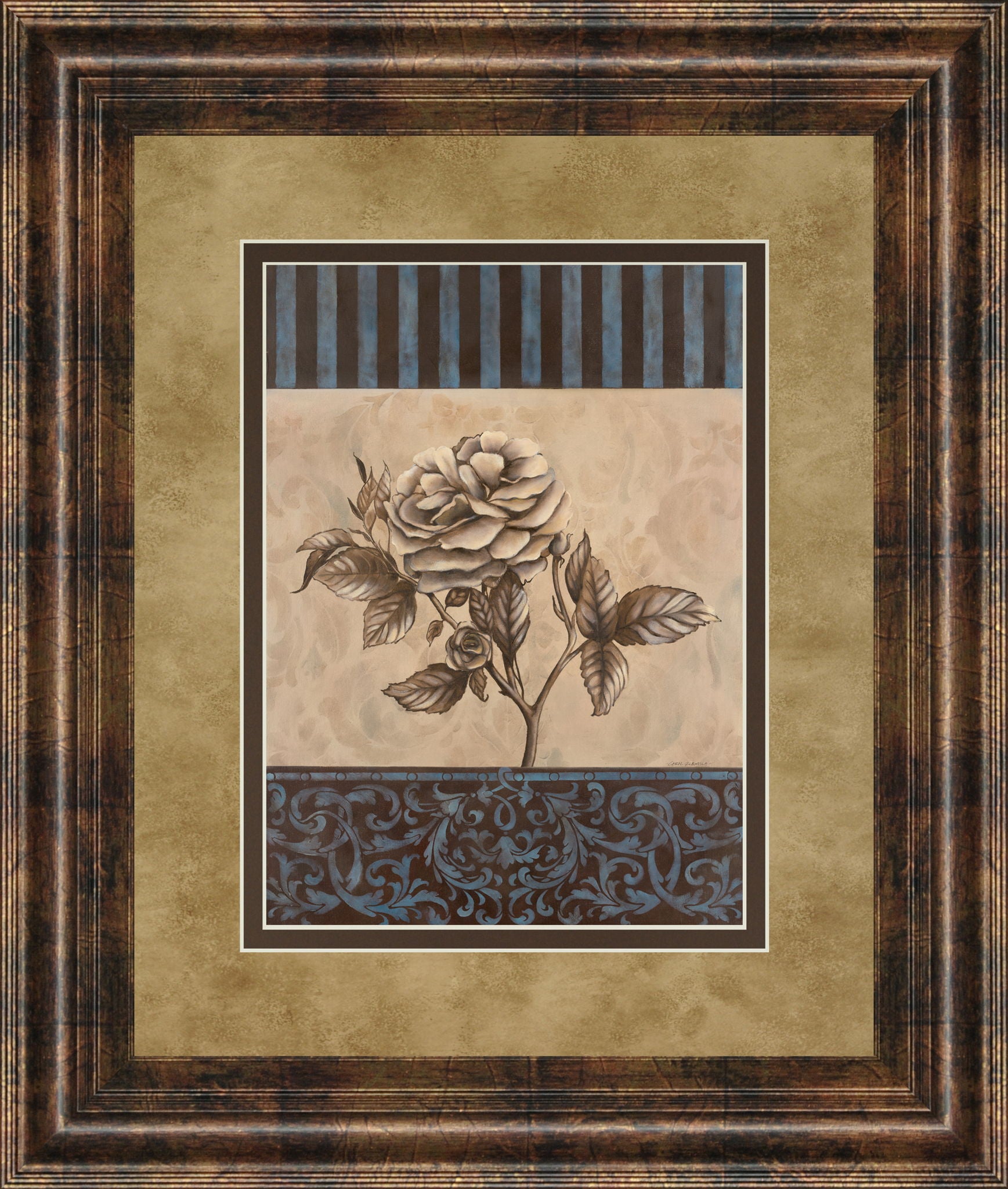 Rose Refined Il By Carol Robinson - Framed Print Wall Art - Light Brown