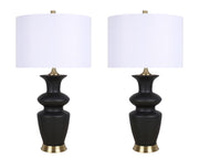 "Elegance Radiance" Ceramic Table Lamp (Set of 2) - Black / Soft Gold