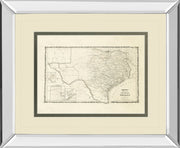 New Map Of The State Of Texas By Johnson And Wank - Mirror Framed Print Wall Art - Beige