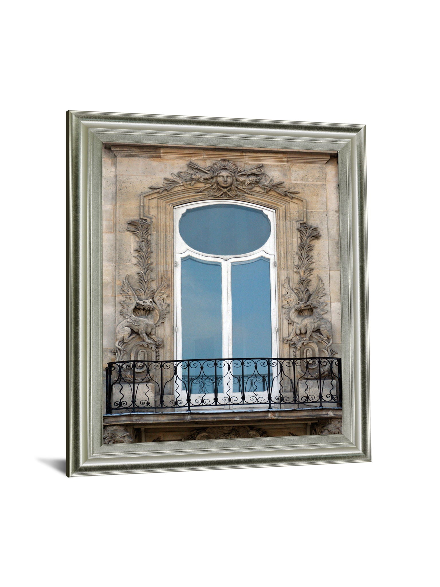 Ornate Balcony Gaze - 28" x 34" Framed Wall Art - Gray
