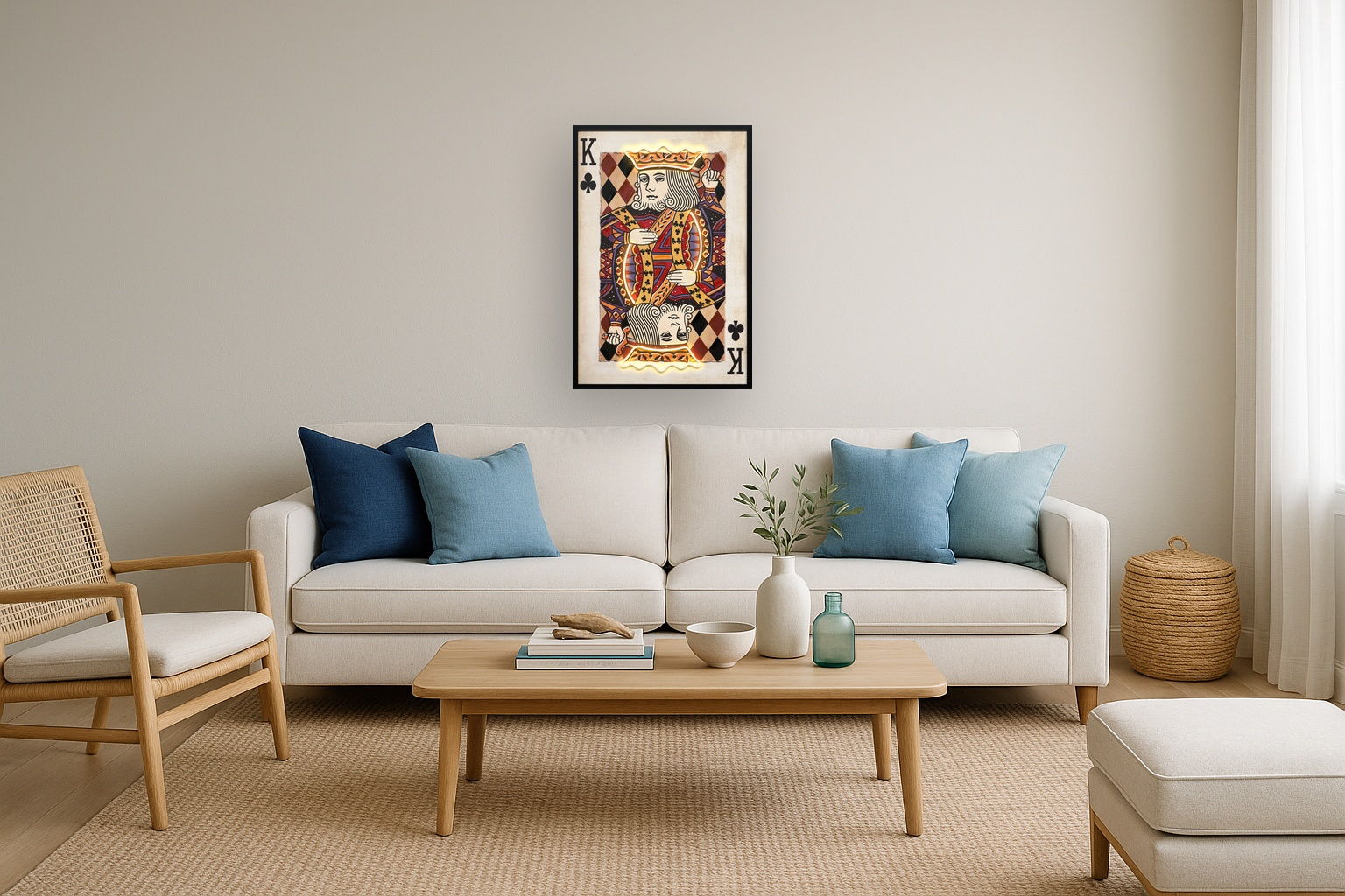 Royal Card I Hand-Embellished LED Canvas In Frame - Black / Red