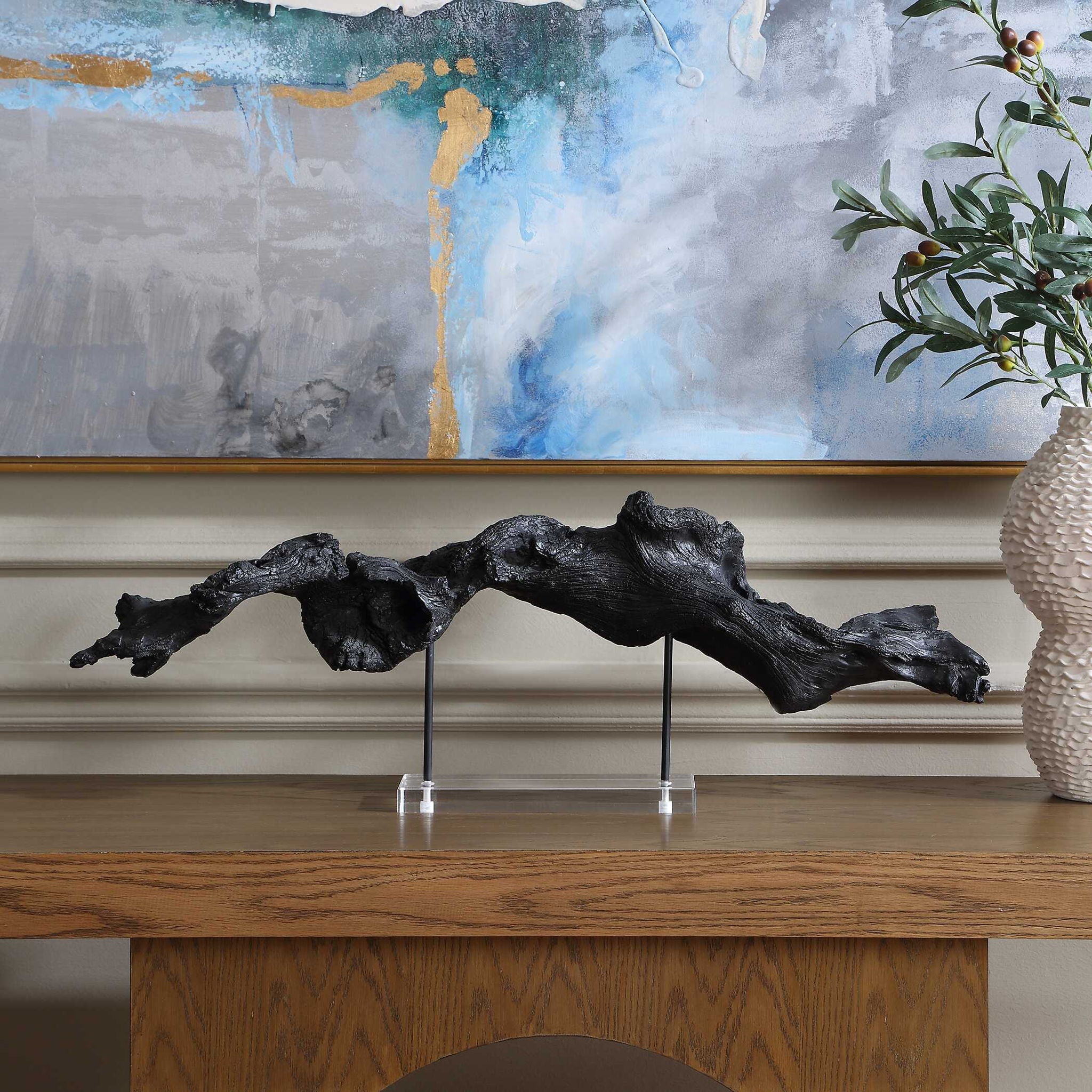 Charred Timber - Sculpture - Black