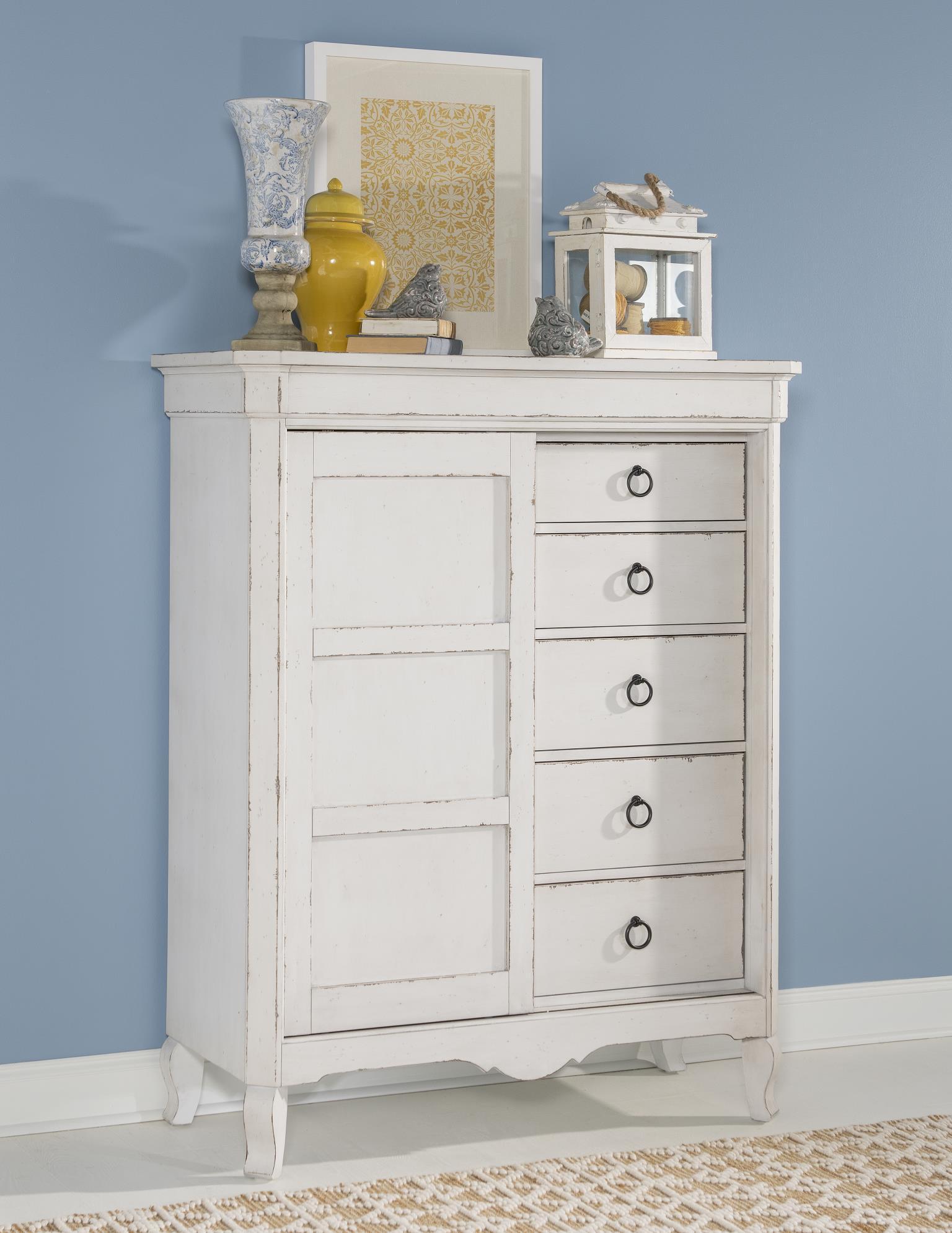 Vintage Market - Sliding Door Chest 5 Drawer - Picket Fence