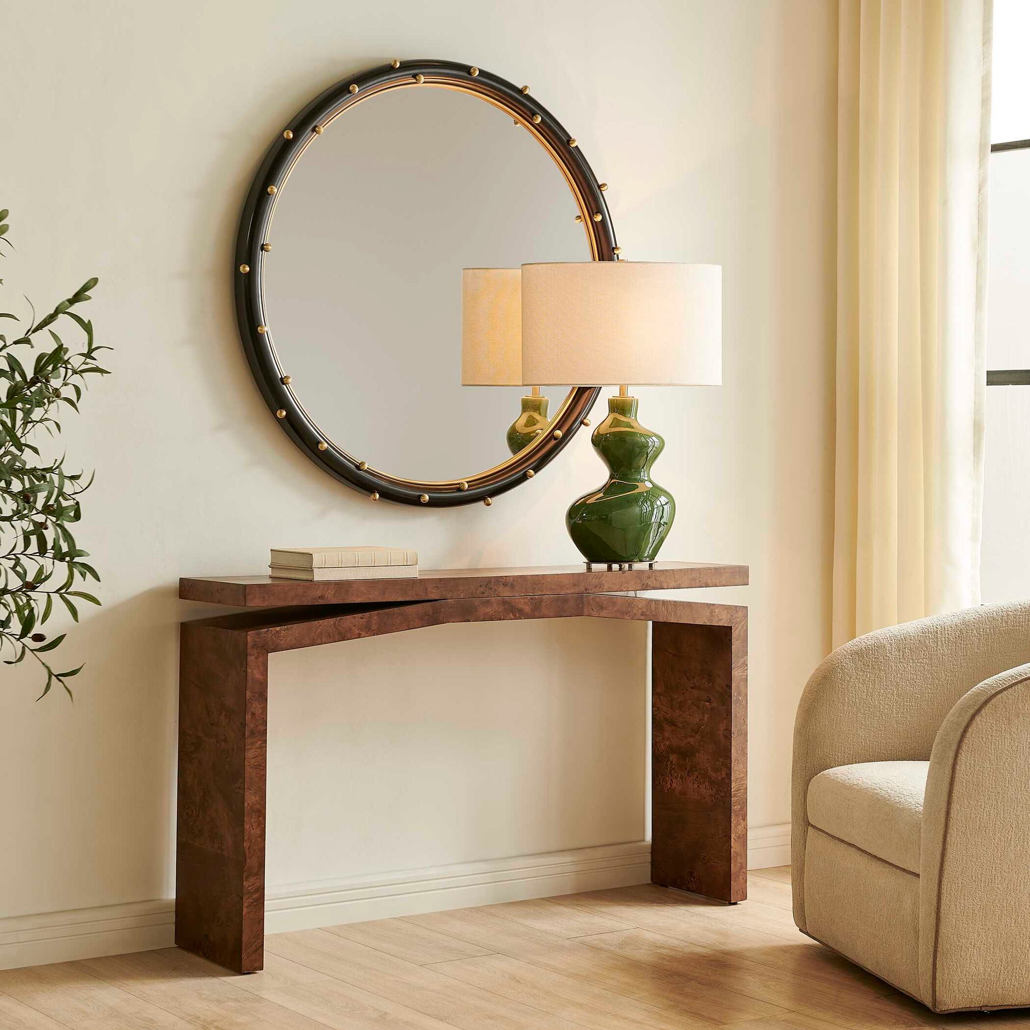 Naoko - Burl Wood Console Table - Woodtone